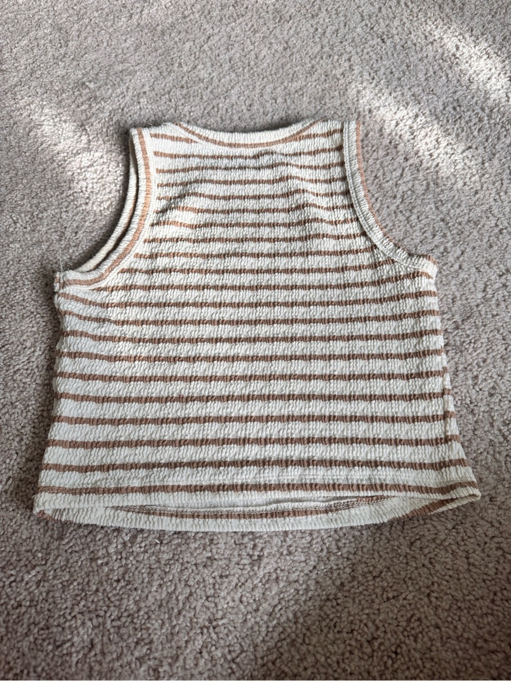 Gaze Cream and Tan Striped Knit Crop Tank - Picture 2 of 4